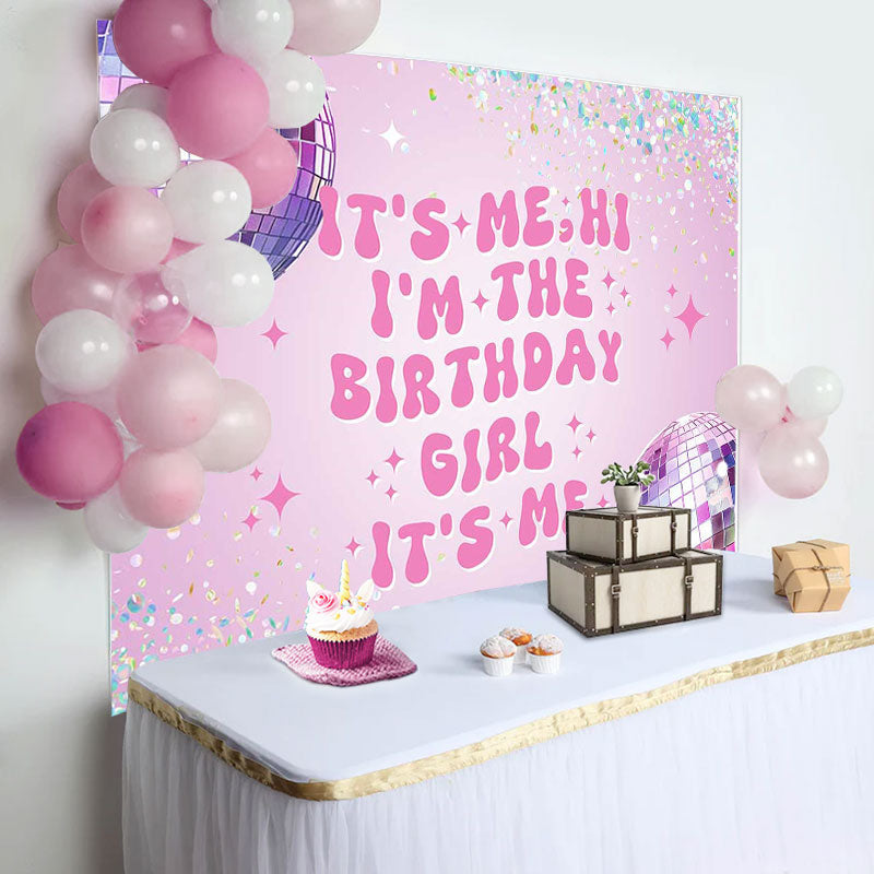 Aperturee - Its Me Purple Light Ball Birthday Backdrop For Girl