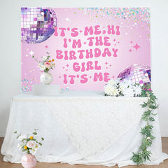 Aperturee - Its Me Purple Light Ball Birthday Backdrop For Girl