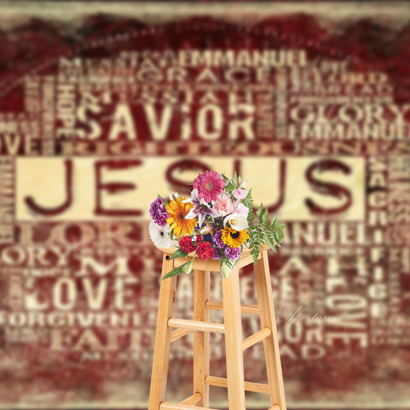 Aperturee - Jesus Christ Religious Word Photo Christmas Backdrop