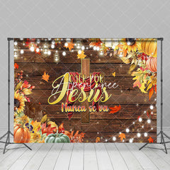 Aperturee - Jesus Nunca Se Va Maple Wooden Thanksgiving Backdrop