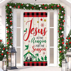 Aperturee - Jesus Red Grid White Board Christmas Door Cover