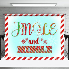 Aperturee - Jingle And Mingle Snow Red White Christmas Backdrop