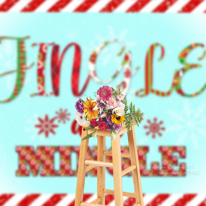 Aperturee - Jingle And Mingle Snow Red White Christmas Backdrop