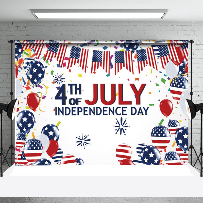 Aperturee - July 4 Ribbon Balloons Independence Day Backdrop