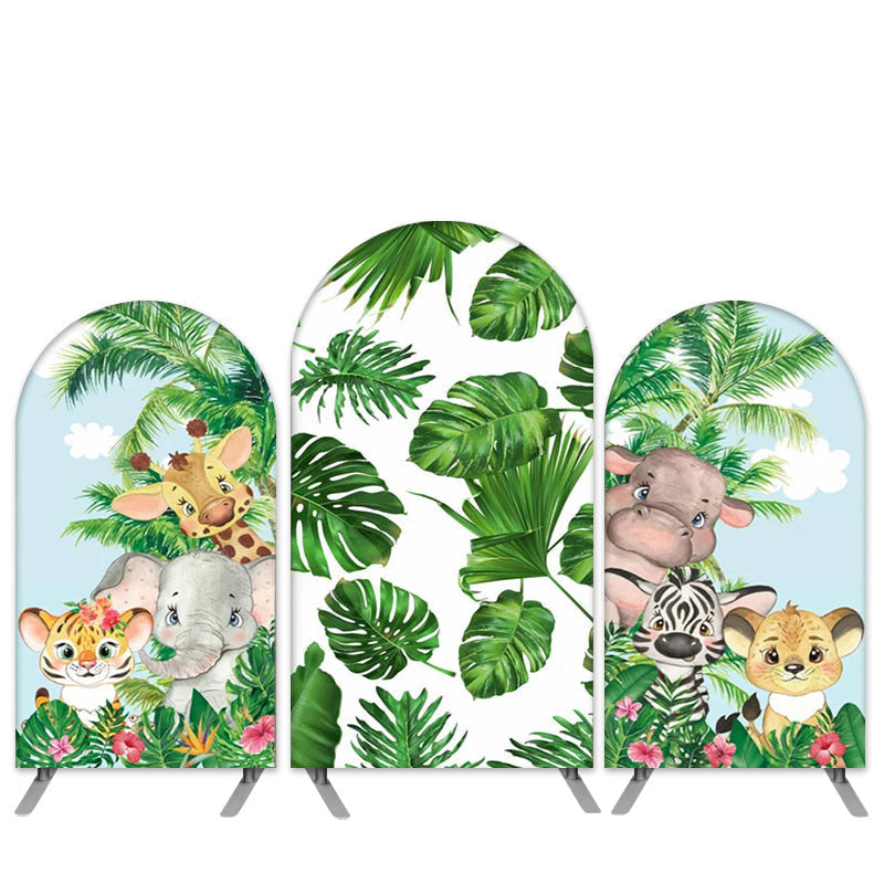 Aperturee Jungle Animal Theme Banana Leaf Birthday Arch Backdrop Kit