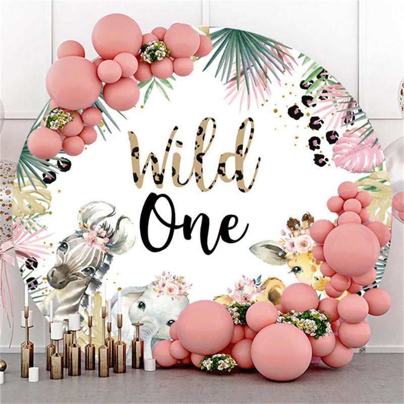 Aperturee Jungle Animals Wild One Circle Happy Birthday Backdrop