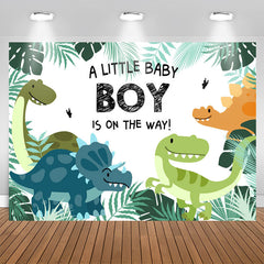 Aperturee - Jungle Dinosaur Themed Baby Shower Backdrop For Boy