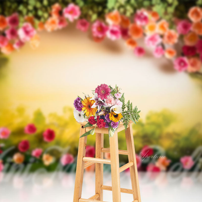 Aperturee - Jungle Flowers Spring Birthday Cake Smash Backdrop