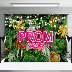 Aperturee - Jungle Green Leaves Plant Lights Prom Party Backdrop