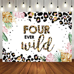 Aperturee - Jungle Leopard Four Ever Wild 4th Brithday Backdrop