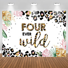 Aperturee - Jungle Leopard Four Ever Wild 4th Brithday Backdrop