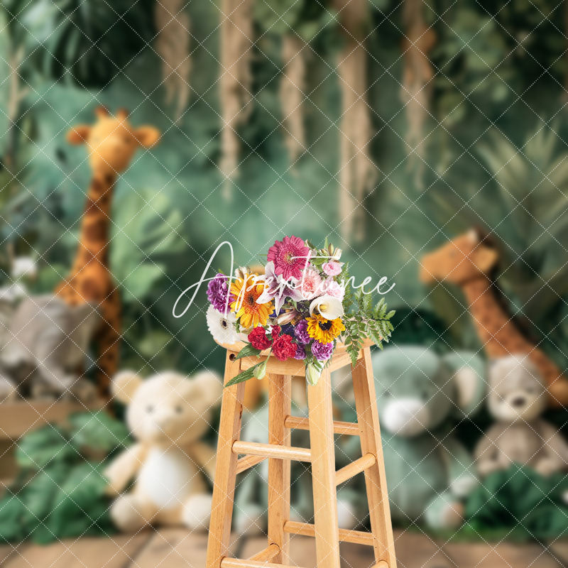 Aperturee - Jungle Monstera Safari Animal Doll Photo Backdrop