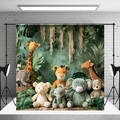 Aperturee - Jungle Monstera Safari Animal Doll Photo Backdrop