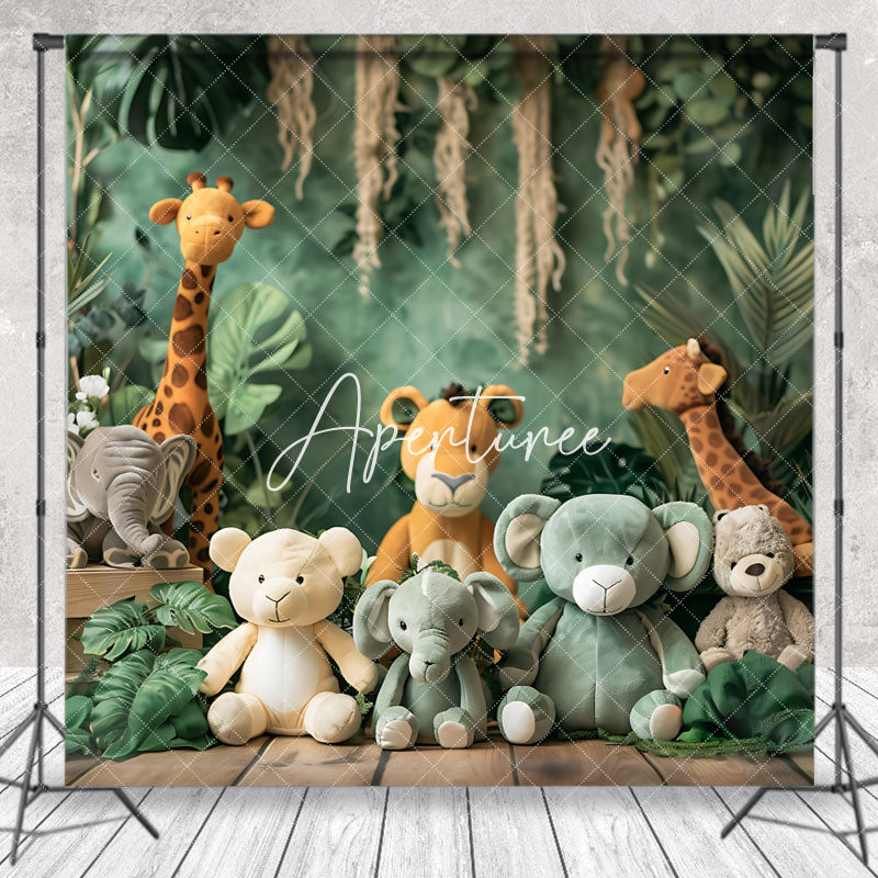 Aperturee - Jungle Monstera Safari Animal Doll Photo Backdrop