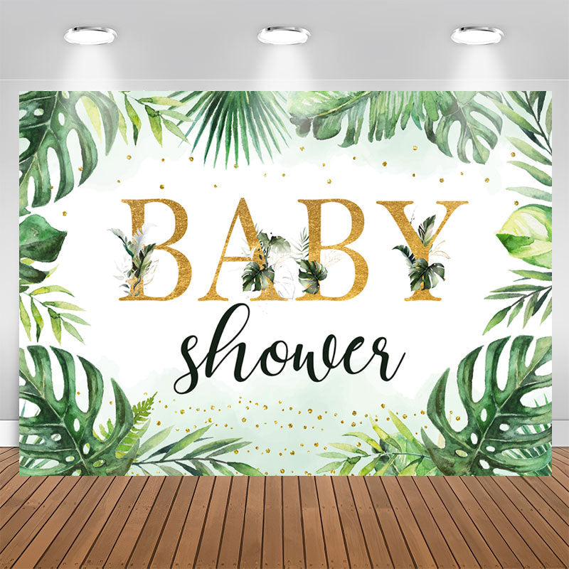 Aperturee - Jungle Palm Leaves Green Summwe Baby Shower Backdrop