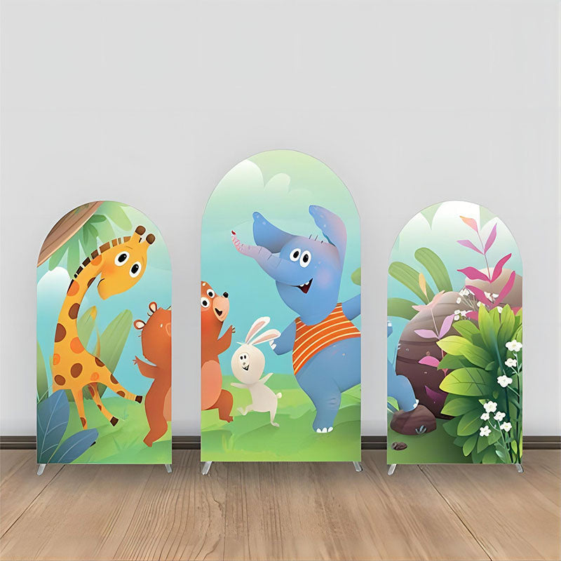 Aperturee - Jungle Safari Animals Arch Backdrop Kit For Party