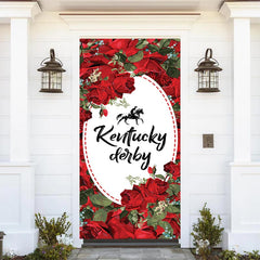 Aperturee - Kentucky Derby Dark Red Rose Horse Racing Door Cover