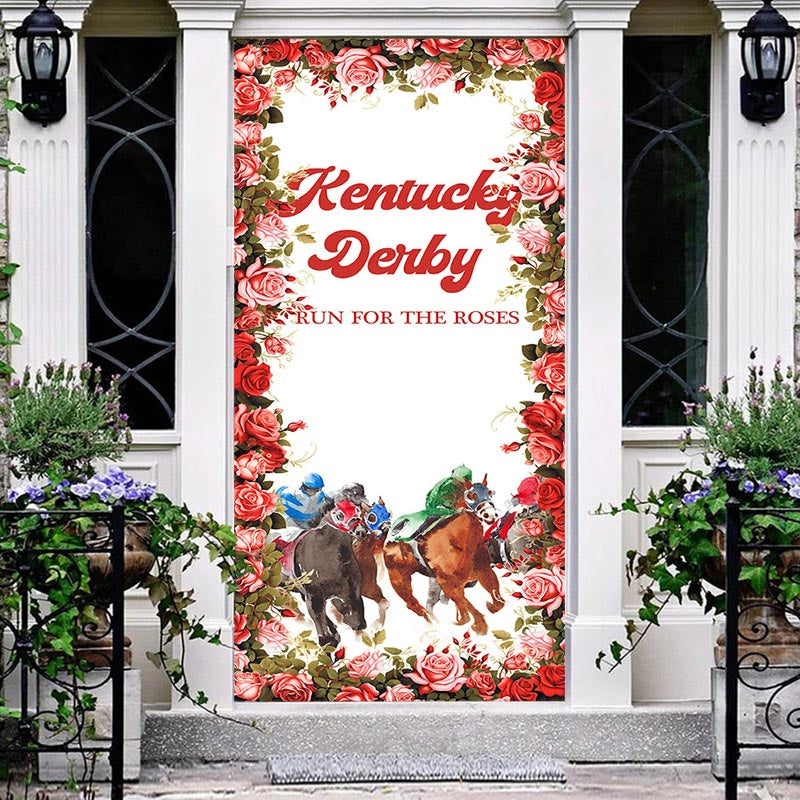 Aperturee - Kentucky Derby Run For The Roses Horse Door Cover