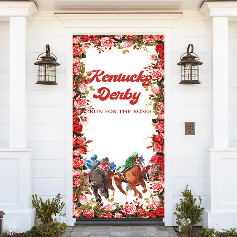 Aperturee - Kentucky Derby Run For The Roses Horse Door Cover