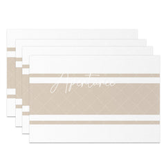 Aperturee - Khaki Lines Rectangle Set Of 4 Placemats For Dinner