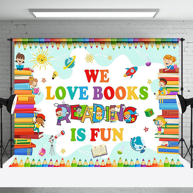 Aperturee - Kids Books Colorful Pencil World Book Day Backdrop