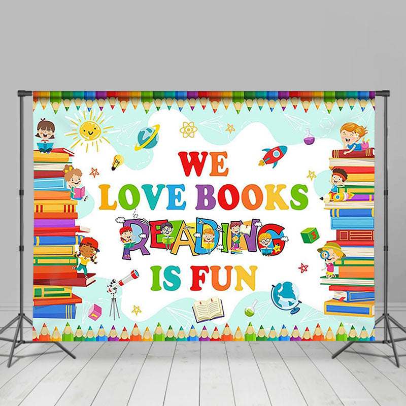 Aperturee - Kids Books Colorful Pencil World Book Day Backdrop