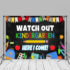 Aperturee - Kindergarden Here I Come Black Back To School Backdrop