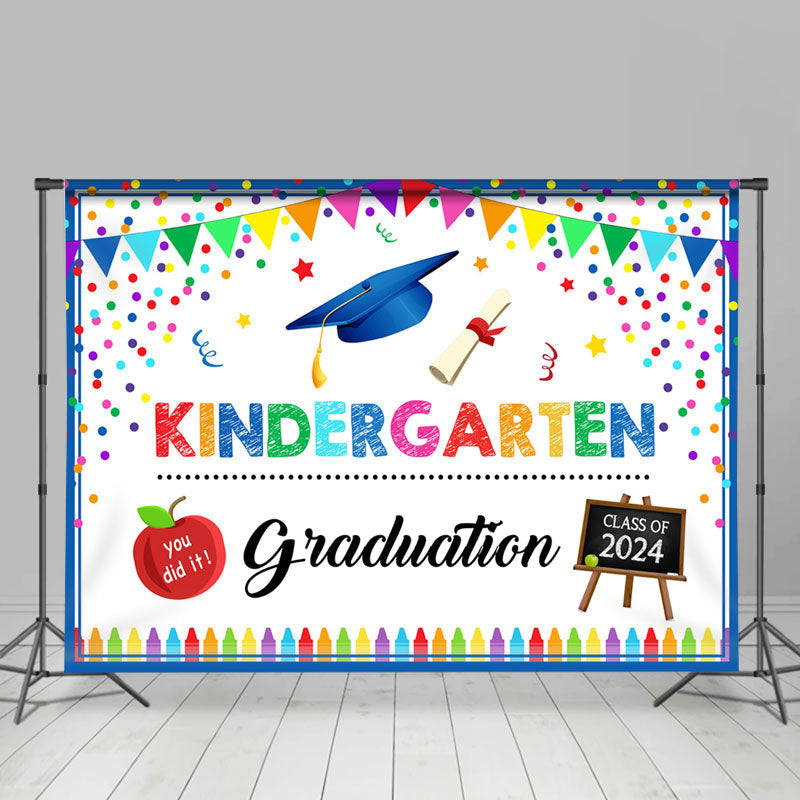 Aperturee - Kindergarten Colorful Crayon Dot Graduation Backdrop