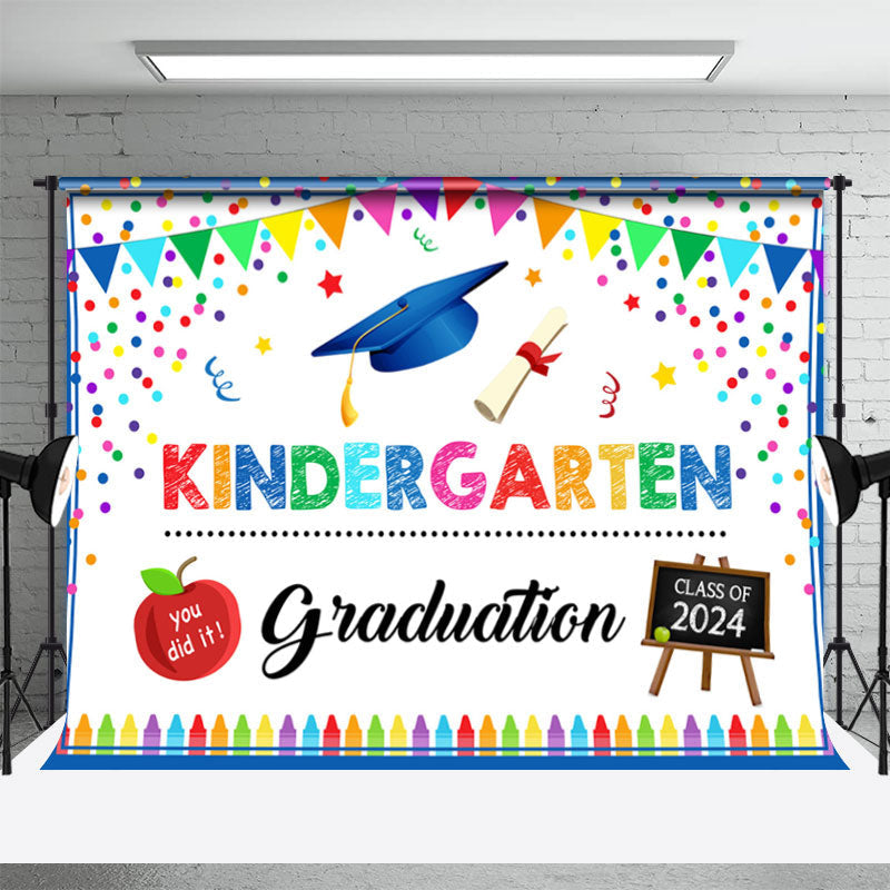 Aperturee - Kindergarten Colorful Crayon Dot Graduation Backdrop