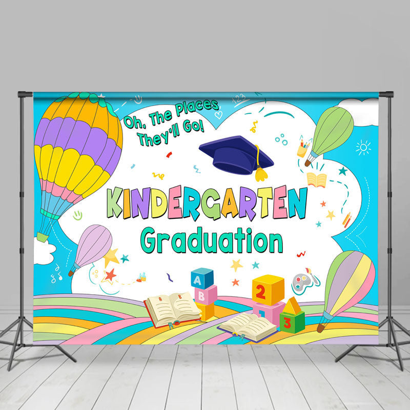 Aperturee - Kindergarten Hot Air Balloon Kid Graduation Backdrop