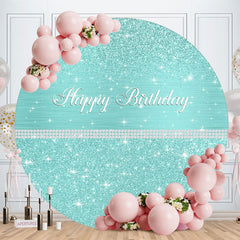 Aperturee - Lake Blue Sparkling Pearls Circle Birthday Backdrop