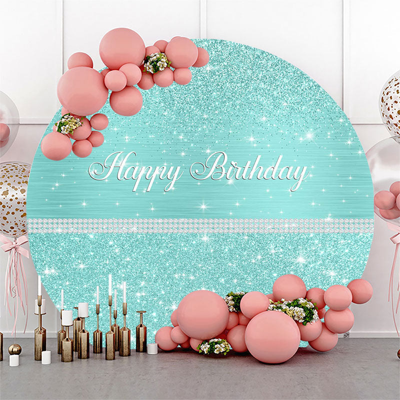 Aperturee - Lake Blue Sparkling Pearls Circle Birthday Backdrop