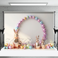 Aperturee - Laser Light Eggs Rabbit Easter Backdrop For Photo