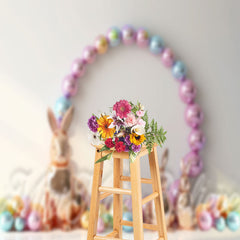 Aperturee - Laser Light Eggs Rabbit Easter Backdrop For Photo