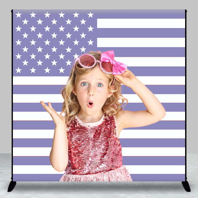 Aperturee - Lavender American Flag Custom Photo Backdrop For Kid