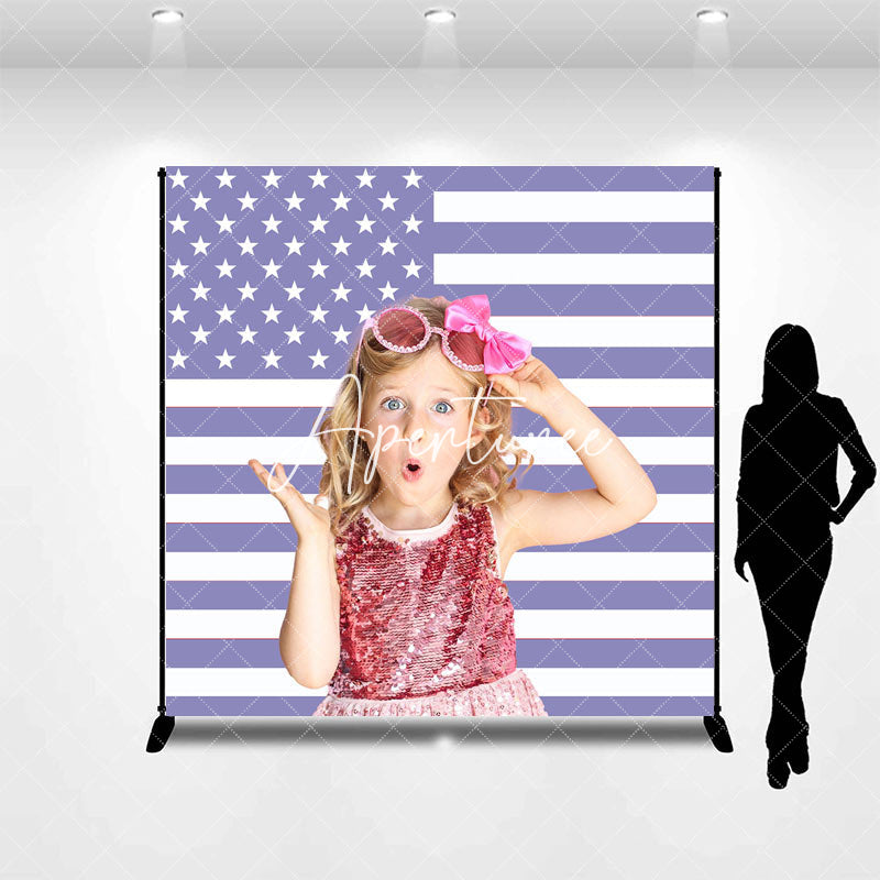 Aperturee - Lavender American Flag Custom Photo Backdrop For Kid