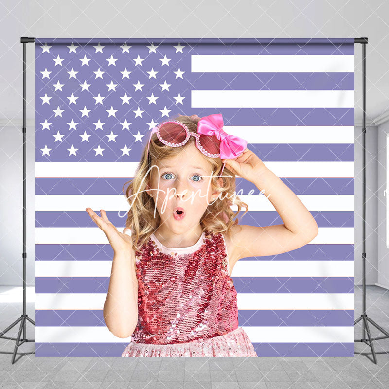 Aperturee - Lavender American Flag Custom Photo Backdrop For Kid