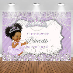 Aperturee - Lavender And Glitter Crown Pearl Baby Shower Backdrop