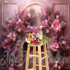 Aperturee - Lavender Blossom Retro Wall Fireplace Photo Backdrop