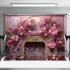 Aperturee - Lavender Blossom Retro Wall Fireplace Photo Backdrop