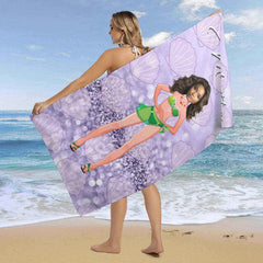 Aperturee - Lavender Glitter Shell Custom Photo Beach Towel