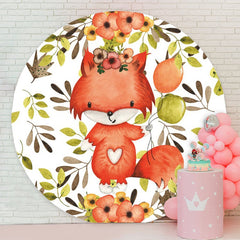 Aperturee - Leaves And Fox Circle Happy Birthday Backdrop