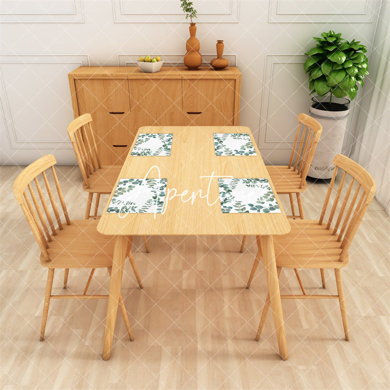 Aperturee - Leaves Greenery Spring Dining Set Of 4 Placemats