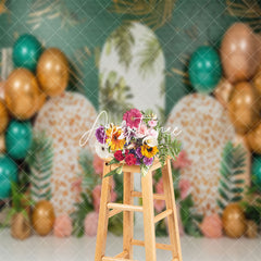 Aperturee - Leopard Balloons Tribal Plant Cake Smash Backdrop