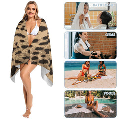 Aperturee - Leopard Personalized Name Beach Towel Gifts for Women