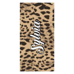 Aperturee - Leopard Personalized Name Beach Towel Gifts for Women