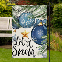 Aperturee - Let It Show Blue Bauble Plant Christmas Garden Flag