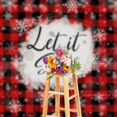 Aperturee - Let it Snow Black Red Plaid Christmas Backdrop