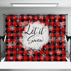 Aperturee - Let it Snow Black Red Plaid Christmas Backdrop