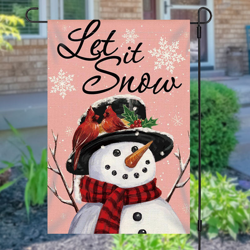 Aperturee - Let It Snow Lovely Snowman Christmas Garden Flag